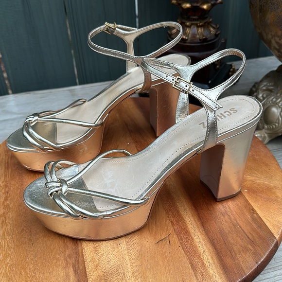 SCHUTZ Gold Platform Sandals - Picture 3 of 16